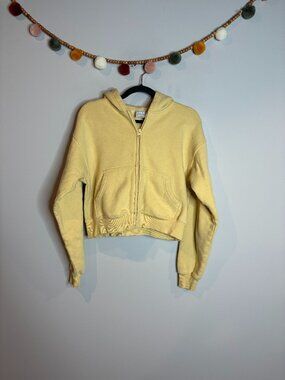 TNA Aritzia Cozy Fleece Boyfriend zip up sweatshirt Yellow